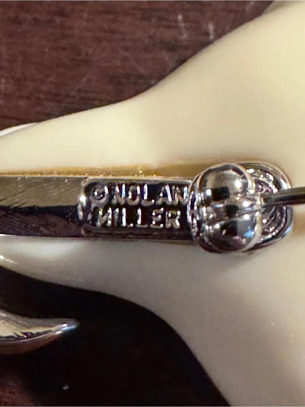 Nolan Miller Cream Calla Lily Brooch with Silver Crystal Stem